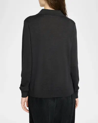 The Row Pauli Wool-Silk Jersey Long-Sleeve Polo Top | Thumbnail 3 The Row Pauli Wool-Silk Jersey Long-Sleeve Polo Top | Thumbnail 3