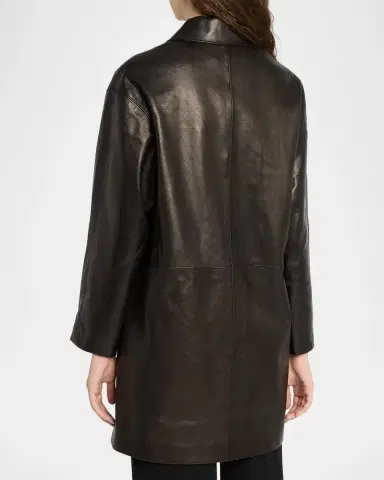 The Row Donata Leather Single-Breasted Coat | Thumbnail 3 The Row Donata Leather Single-Breasted Coat | Thumbnail 3