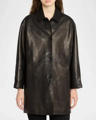 The Row Donata Leather Single-Breasted Coat | Thumbnail 4 The Row Donata Leather Single-Breasted Coat | Thumbnail 4