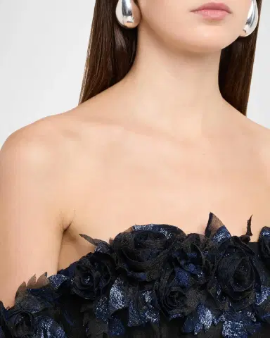 Aidan Mattox Off-Shoulder Metallic Organza Jacquard Gown | Thumbnail 5 Aidan Mattox Off-Shoulder Metallic Organza Jacquard Gown | Thumbnail 5