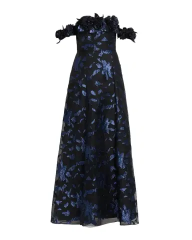 Aidan Mattox Off-Shoulder Metallic Organza Jacquard Gown | Thumbnail 1 Aidan Mattox Off-Shoulder Metallic Organza Jacquard Gown | Thumbnail 1