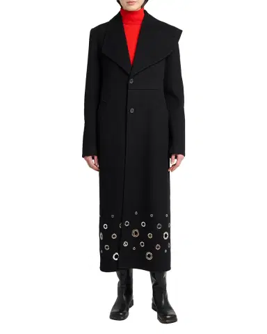 Proenza Schouler Alix Embellished Compact Melton Wool Long Coat | Thumbnail 2 Proenza Schouler Alix Embellished Compact Melton Wool Long Coat | Thumbnail 2