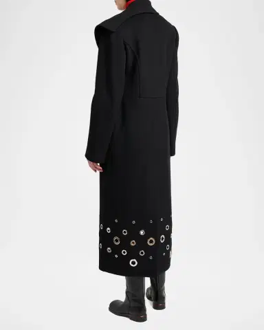 Proenza Schouler Alix Embellished Compact Melton Wool Long Coat | Thumbnail 3 Proenza Schouler Alix Embellished Compact Melton Wool Long Coat | Thumbnail 3