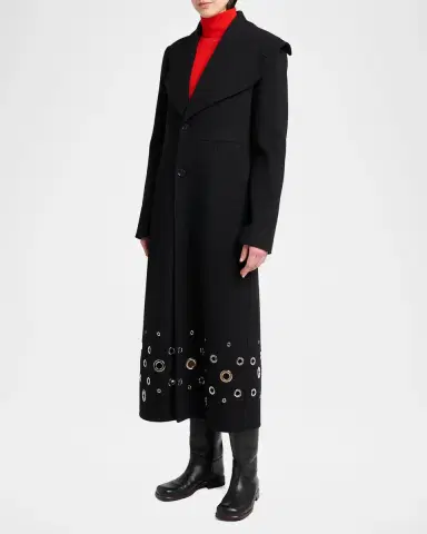 Proenza Schouler Alix Embellished Compact Melton Wool Long Coat | Thumbnail 4 Proenza Schouler Alix Embellished Compact Melton Wool Long Coat | Thumbnail 4