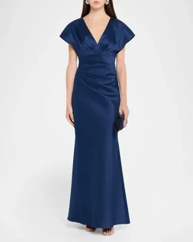 Aidan Mattox Pleated Stretch Mikado Mermaid Gown | Thumbnail 2 Aidan Mattox Pleated Stretch Mikado Mermaid Gown | Thumbnail 2
