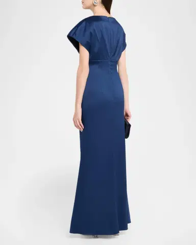 Aidan Mattox Pleated Stretch Mikado Mermaid Gown | Thumbnail 3 Aidan Mattox Pleated Stretch Mikado Mermaid Gown | Thumbnail 3