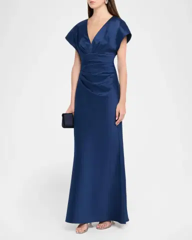 Aidan Mattox Pleated Stretch Mikado Mermaid Gown | Thumbnail 4 Aidan Mattox Pleated Stretch Mikado Mermaid Gown | Thumbnail 4