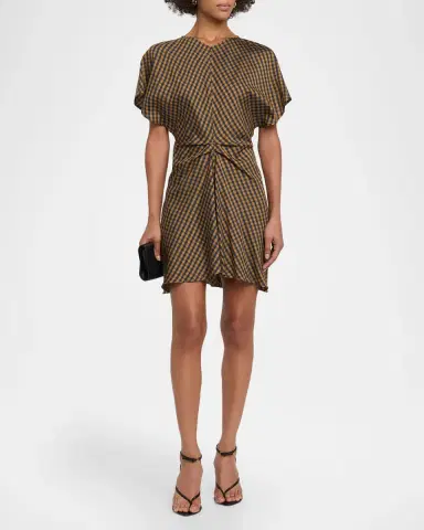 A.L.C. Leni Draped Check Mini Dress | Thumbnail 2 A.L.C. Leni Draped Check Mini Dress | Thumbnail 2