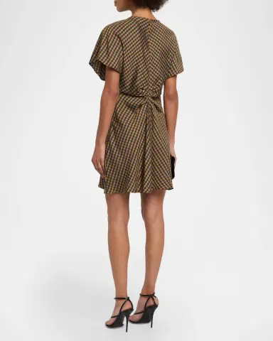 A.L.C. Leni Draped Check Mini Dress | Thumbnail 3 A.L.C. Leni Draped Check Mini Dress | Thumbnail 3