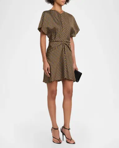 A.L.C. Leni Draped Check Mini Dress | Thumbnail 4 A.L.C. Leni Draped Check Mini Dress | Thumbnail 4