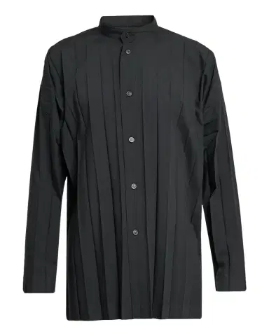 Homme Plissé Issey Miyake Men's Edge Pleated Band-Collar Shirt | Thumbnail 1 Homme Plissé Issey Miyake Men's Edge Pleated Band-Collar Shirt | Thumbnail 1