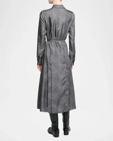 Gabriela Hearst Jane Herringbone Print Silk Belted Midi Shirtdress | Thumbnail 3 Gabriela Hearst Jane Herringbone Print Silk Belted Midi Shirtdress | Thumbnail 3