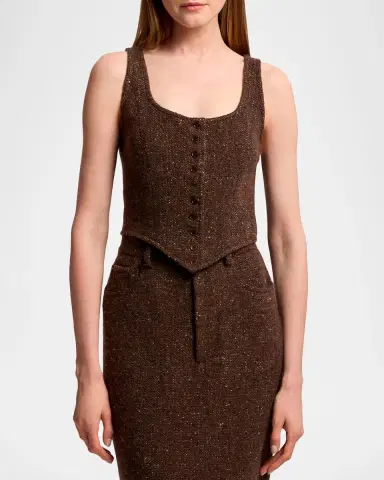 Ralph Lauren Collection Sherry Wool-Cashmere Tweed Button-Front Top | Thumbnail 4 Ralph Lauren Collection Sherry Wool-Cashmere Tweed Button-Front Top | Thumbnail 4