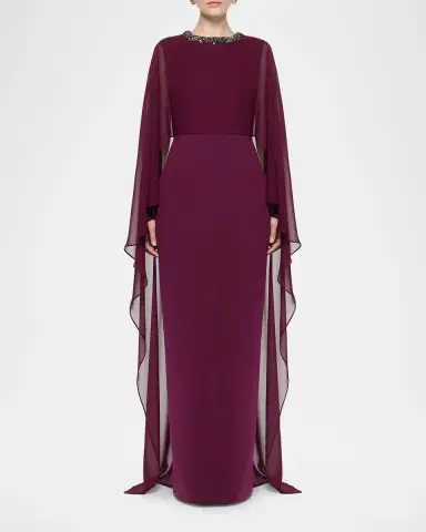 Roland Mouret Embellished Cape Column Gown | Thumbnail 2 Roland Mouret Embellished Cape Column Gown | Thumbnail 2