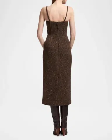 Ralph Lauren Collection Jocey Sleeveless Donegal Tweed Midi Bustier Dress | Thumbnail 3 Ralph Lauren Collection Jocey Sleeveless Donegal Tweed Midi Bustier Dress | Thumbnail 3