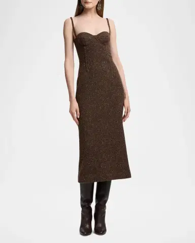 Ralph Lauren Collection Jocey Sleeveless Donegal Tweed Midi Bustier Dress | Thumbnail 4 Ralph Lauren Collection Jocey Sleeveless Donegal Tweed Midi Bustier Dress | Thumbnail 4