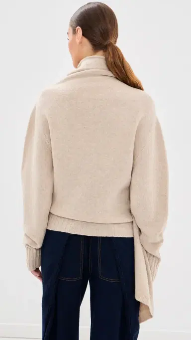 The Attico Draped Wool Sweater Beige | Thumbnail 3 The Attico Draped Wool Sweater Beige | Thumbnail 3