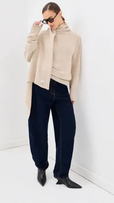 The Attico Draped Wool Sweater Beige | Thumbnail 5 The Attico Draped Wool Sweater Beige | Thumbnail 5