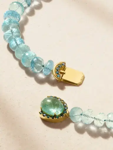Ileana Makri 18-karat Gold, Aquamarine, Tourmaline And Blue Diamond Beaded Necklace | Thumbnail 3 Ileana Makri 18-karat Gold, Aquamarine, Tourmaline And Blue Diamond Beaded Necklace | Thumbnail 3