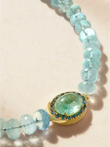 Ileana Makri 18-karat Gold, Aquamarine, Tourmaline And Blue Diamond Beaded Necklace | Thumbnail 4 Ileana Makri 18-karat Gold, Aquamarine, Tourmaline And Blue Diamond Beaded Necklace | Thumbnail 4
