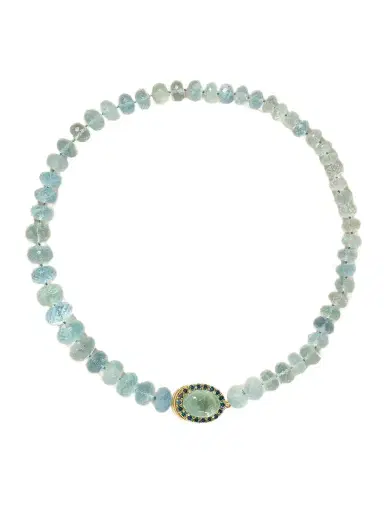 Ileana Makri 18-karat Gold, Aquamarine, Tourmaline And Blue Diamond Beaded Necklace | Thumbnail 1 Ileana Makri 18-karat Gold, Aquamarine, Tourmaline And Blue Diamond Beaded Necklace | Thumbnail 1