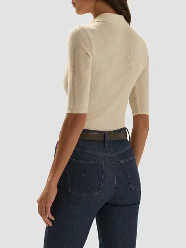 Favorite Daughter Women's Downtown Rib-Knit Wool Polo Shirt - | Thumbnail 3 Favorite Daughter Women's Downtown Rib-Knit Wool Polo Shirt - | Thumbnail 3