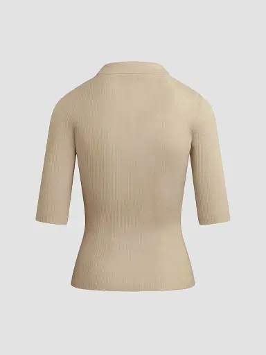 Favorite Daughter Women's Downtown Rib-Knit Wool Polo Shirt - | Thumbnail 6 Favorite Daughter Women's Downtown Rib-Knit Wool Polo Shirt - | Thumbnail 6