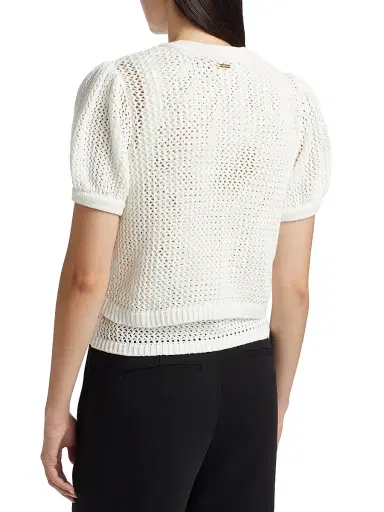 Toccin Women's Samantha Crocheted Cotton Cardigan - Optic | Thumbnail 5 Toccin Women's Samantha Crocheted Cotton Cardigan - Optic | Thumbnail 5