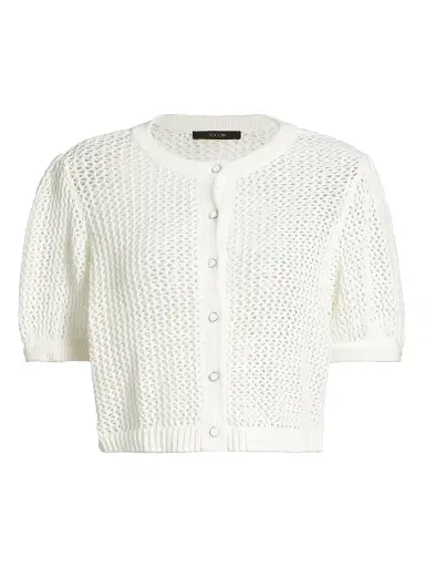 Toccin Women's Samantha Crocheted Cotton Cardigan - Optic | Thumbnail 1 Toccin Women's Samantha Crocheted Cotton Cardigan - Optic | Thumbnail 1