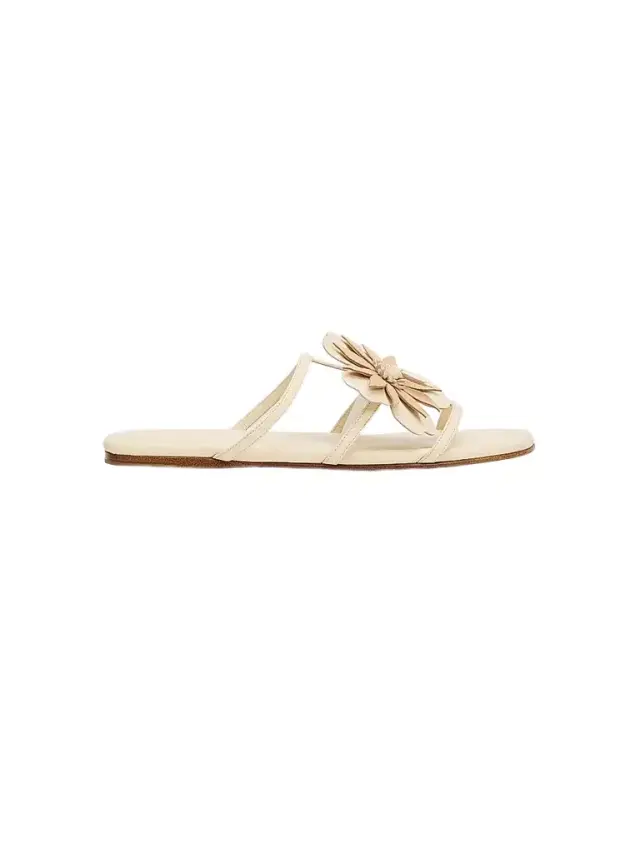 Women's Belara Flower-Appliqué Leather Sandals - Cream Women's Belara Flower-Appliqué Leather Sandals - Cream