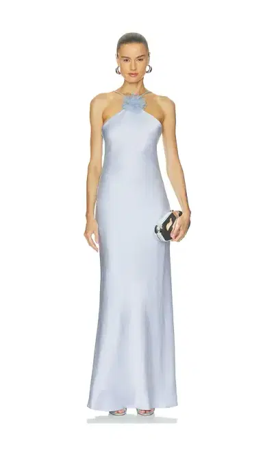 ALEJANDRA ALONSO ROJAS Halter Slip Gown With Flower | Thumbnail 1 ALEJANDRA ALONSO ROJAS Halter Slip Gown With Flower | Thumbnail 1
