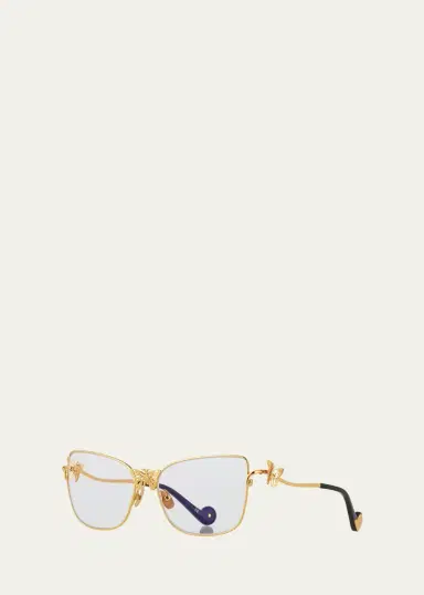 Anna-Karin Karlsson Le Papillon Cat-Eye Optical Frames w/ 3D Butterfly Detail, Gold | Thumbnail 2 Anna-Karin Karlsson Le Papillon Cat-Eye Optical Frames w/ 3D Butterfly Detail, Gold | Thumbnail 2