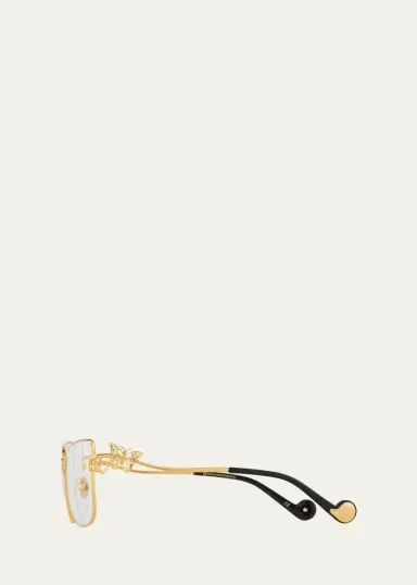 Anna-Karin Karlsson Le Papillon Cat-Eye Optical Frames w/ 3D Butterfly Detail, Gold | Thumbnail 3 Anna-Karin Karlsson Le Papillon Cat-Eye Optical Frames w/ 3D Butterfly Detail, Gold | Thumbnail 3