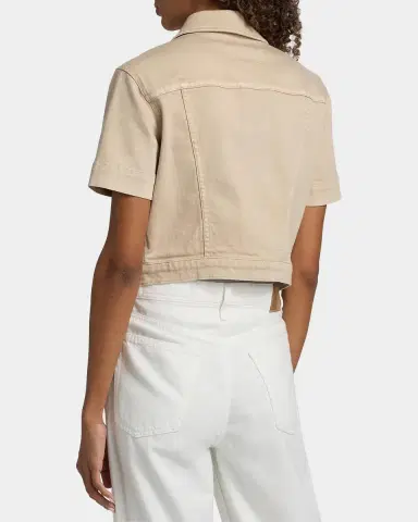 L'Agence Kirstie Cropped Short-Sleeve Denim Jacket | Thumbnail 3 L'Agence Kirstie Cropped Short-Sleeve Denim Jacket | Thumbnail 3