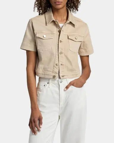 L'Agence Kirstie Cropped Short-Sleeve Denim Jacket | Thumbnail 4 L'Agence Kirstie Cropped Short-Sleeve Denim Jacket | Thumbnail 4