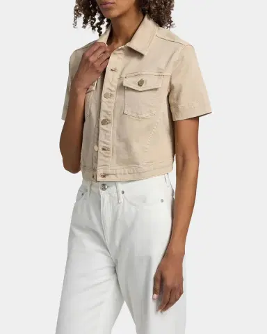 L'Agence Kirstie Cropped Short-Sleeve Denim Jacket | Thumbnail 7 L'Agence Kirstie Cropped Short-Sleeve Denim Jacket | Thumbnail 7