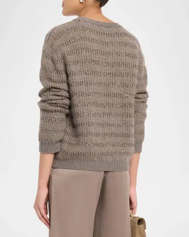 Fabiana Filippi Sequin Striped Wool-Mohair Sweater | Thumbnail 3 Fabiana Filippi Sequin Striped Wool-Mohair Sweater | Thumbnail 3