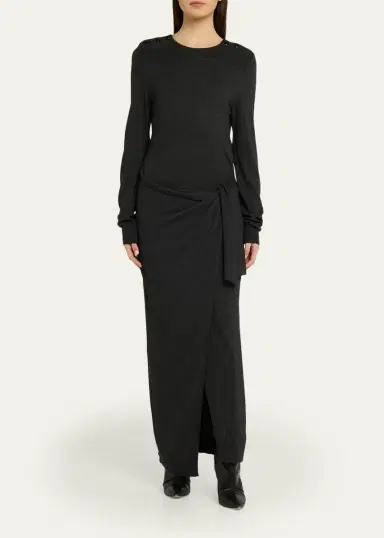 Isabel Marant Jozira Button-Shoulder Wrap Maxi Sweater Dress | Thumbnail 2 Isabel Marant Jozira Button-Shoulder Wrap Maxi Sweater Dress | Thumbnail 2