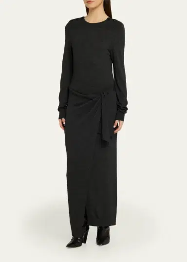 Isabel Marant Jozira Button-Shoulder Wrap Maxi Sweater Dress | Thumbnail 4 Isabel Marant Jozira Button-Shoulder Wrap Maxi Sweater Dress | Thumbnail 4