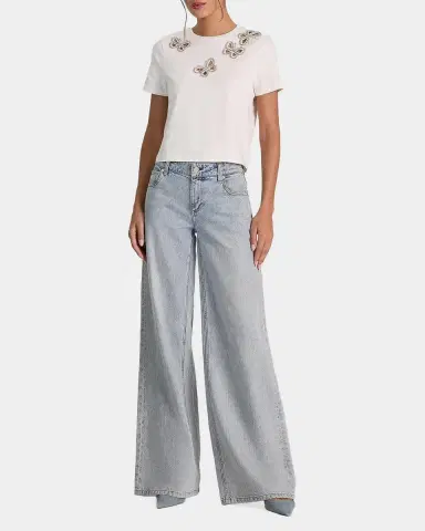 Alice + Olivia Cindy Embellished Butterfly Cropped T-Shirt | Thumbnail 2 Alice + Olivia Cindy Embellished Butterfly Cropped T-Shirt | Thumbnail 2