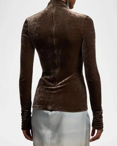 Ralph Lauren Collection Ilene Velour Mock-Neck Long-Sleeve Top | Thumbnail 3 Ralph Lauren Collection Ilene Velour Mock-Neck Long-Sleeve Top | Thumbnail 3