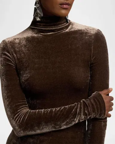 Ralph Lauren Collection Ilene Velour Mock-Neck Long-Sleeve Top | Thumbnail 5 Ralph Lauren Collection Ilene Velour Mock-Neck Long-Sleeve Top | Thumbnail 5