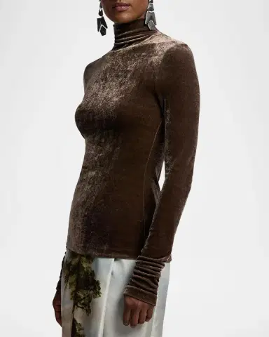 Ralph Lauren Collection Ilene Velour Mock-Neck Long-Sleeve Top | Thumbnail 6 Ralph Lauren Collection Ilene Velour Mock-Neck Long-Sleeve Top | Thumbnail 6