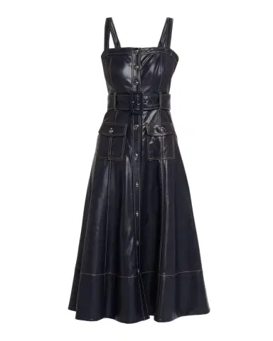 Cinq à Sept Veena Belted Vegan Leather Midi Dress | Thumbnail 1 Cinq à Sept Veena Belted Vegan Leather Midi Dress | Thumbnail 1