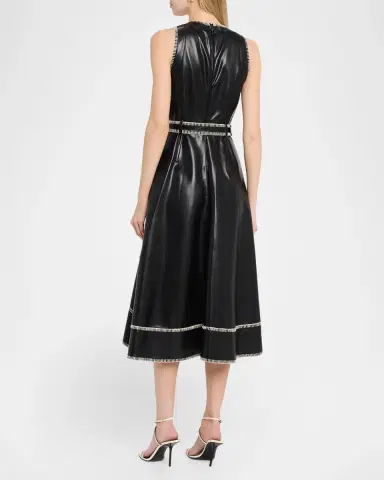 Cinq à Sept Zelda Whipstitch Vegan Leather Midi Dress | Thumbnail 3 Cinq à Sept Zelda Whipstitch Vegan Leather Midi Dress | Thumbnail 3
