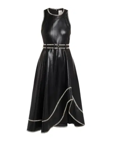 Cinq à Sept Zelda Whipstitch Vegan Leather Midi Dress | Thumbnail 1 Cinq à Sept Zelda Whipstitch Vegan Leather Midi Dress | Thumbnail 1