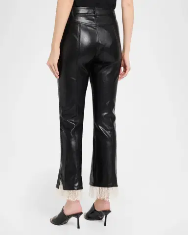 Cinq à Sept Lace-Trim Vegan Leather Kick Flare Pants | Thumbnail 3 Cinq à Sept Lace-Trim Vegan Leather Kick Flare Pants | Thumbnail 3