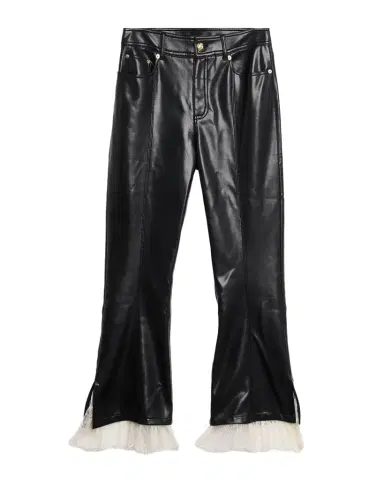 Cinq à Sept Lace-Trim Vegan Leather Kick Flare Pants | Thumbnail 1 Cinq à Sept Lace-Trim Vegan Leather Kick Flare Pants | Thumbnail 1