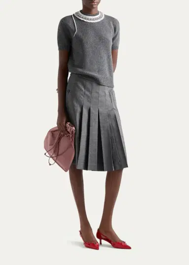 Prada Embellished Short-Sleeve Sweater | Thumbnail 2 Prada Embellished Short-Sleeve Sweater | Thumbnail 2