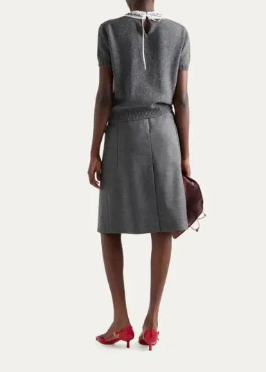 Prada Embellished Short-Sleeve Sweater | Thumbnail 3 Prada Embellished Short-Sleeve Sweater | Thumbnail 3